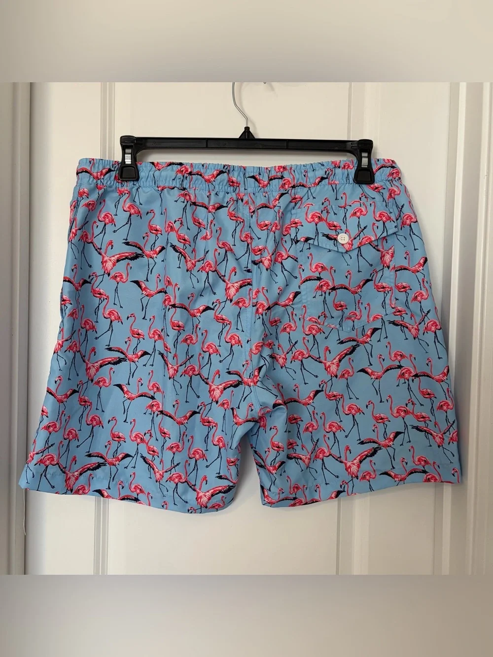 Crown & Ivey Men's Light Blue Flamingo Print Swim Trunks Size L